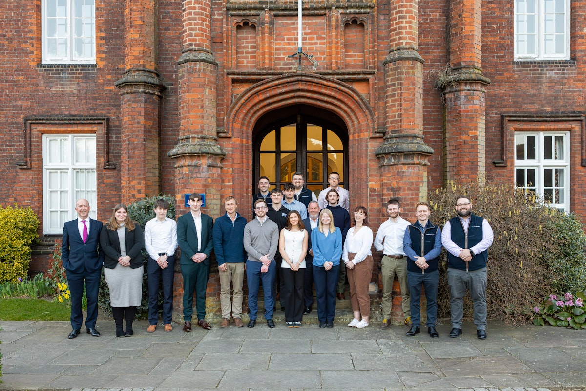 Students and staff in front of Ipswich School in Ipswich